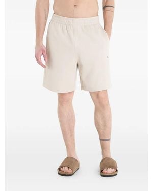 Calvin Klein Logo-Patch Elasticated-Waist Shorts - Natural