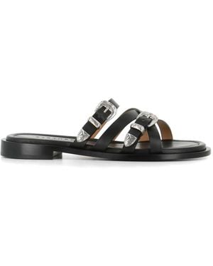 Sartore Buckle-Strap Flat Sandals - White