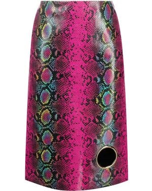 Versace Python-Print Leather Skirt - Pink