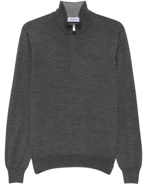 Gran Sasso Quarter-Zip Mock-Neck Jumper - Grey