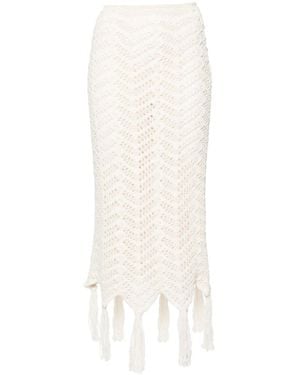 Alanui Chevron-Knit Maxi Skirt - White