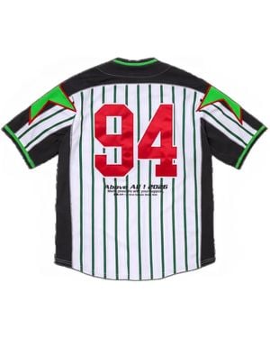 Supreme Star-Patch Striped Baseball Jersey - Red