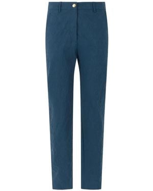 Roberto Cavalli Monogram-Jacquard Tapered Pants - Blue