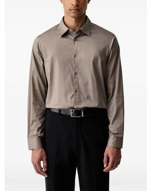 ARMANI EXCHANGE Logo-Embroidered Poplin Shirt - Gray