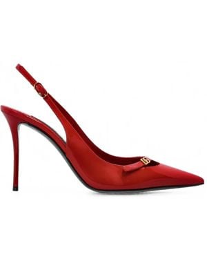 Dolce & Gabbana Logo-Plaque Slingback Pumps - Red