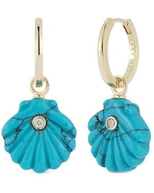 Mateo Venus Shell And Diamond Earrings - Blue