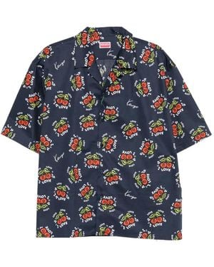 KENZO Hemd Mit Kirschen-Print - Blau