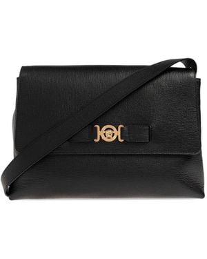 Versace Medusa Biggie Leather Messenger Bag - Black