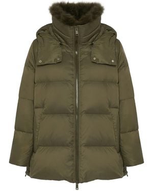Yves Salomon Lambswool-Collar Down Jacket - Green