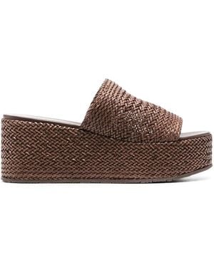 Casadei プラットフォーム ウェッジサンダル - ブラウン