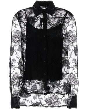 Ermanno Scervino Floral Lace Sheer Shirt - Black