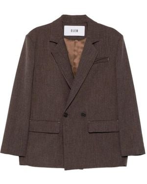 ELEH Double-Breasted Notch-Lapel Jacket - Brown