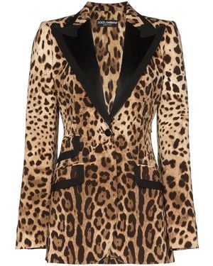 Dolce & Gabbana Turlington Leopard-Print Blazer - Brown