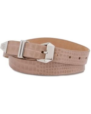 Philipp Plein Textured Leather Belt - Pink