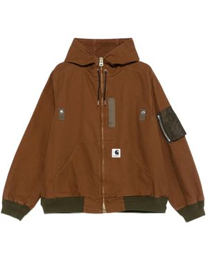Sacai Zip-Up Hooded Bomber Jacket - Brown