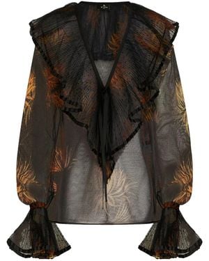 Etro ラッフルトリム ブラウス - ブラック