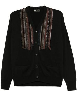 Kolor Gestreifter Cardigan - Schwarz