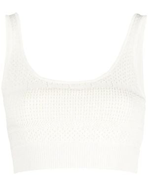 FRAME Crochet-Knit Cropped Top - White