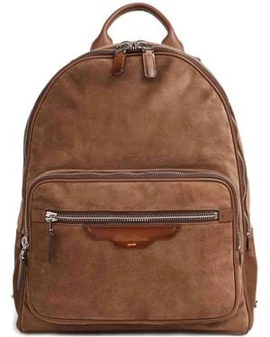 Santoni Suede Zip-Fastening Backpack - Brown