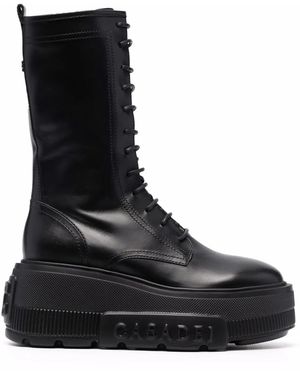 Casadei Lace-Up Platform Boots - Black