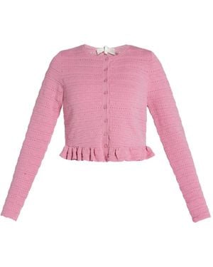 LoveShackFancy Ruffled-Hem Cardigan - Pink