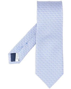 Ferragamo Gancini Links Print Silk Tie - Blue