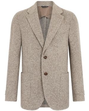 Brooks Brothers Houndstooth Jersey Blazer - Grey