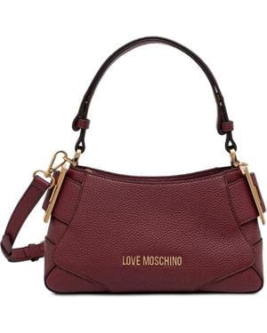 Love Moschino Logo-Plaque Pebbled-Effect Shoulder Bag - Purple