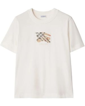 Burberry Knight Check Cotton T-Shirt - White