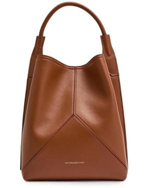 Victoria Beckham Leather Paneled Bucket Bag - Brown