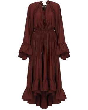 Lanvin Pleated Ruffled Dress - Red