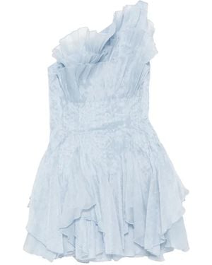 Aje. Nisha Ruffled One-Shoulder Mini Dress - Blue