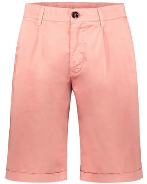 Moorer Pleat-Detail Turn-Up Shorts - Pink