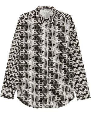Balmain Chemise À Motif Monogrammé - Grey