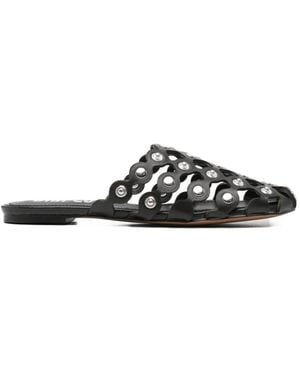 Bibi Lou Embellished Leather Slippers - White
