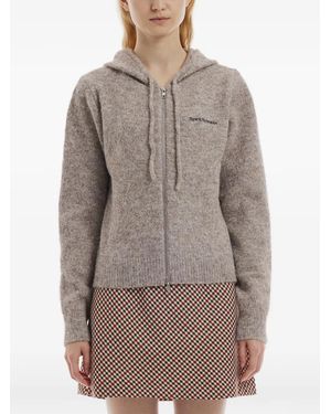 Rest&Recreation Hairy-Knit Zip-Up Hoodie - Grey
