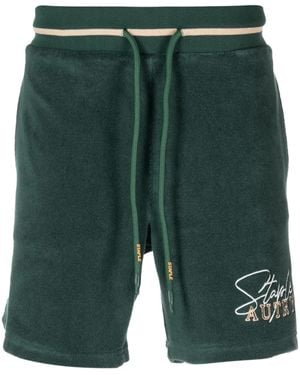 Autry Logo-Embroidered Cotton-Blend Track Shorts - Green