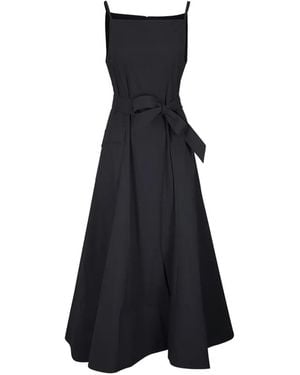 Lela Rose Bow-Belt Midi Dress - Blue