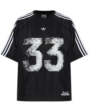 adidas Logo-Print Mesh T-Shirt - Black