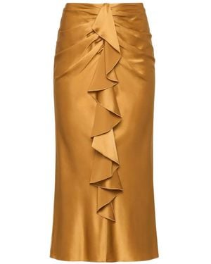 Cinq À Sept Cynthia Ruffled Silk Skirt - Metallic