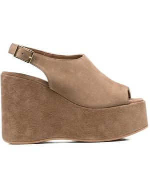 CURIOSITÉ Suede Platform Sandals - Brown