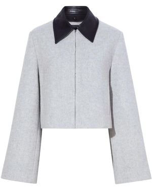 Proenza Schouler Bridget Leather-Collar Cropped Jacket - Gray