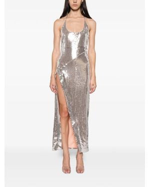 The Attico Sequin-Embellished Halterneck Dress - White