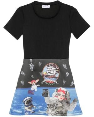 The Artistylist Graphic-Print Short-Sleeve Dress - Black