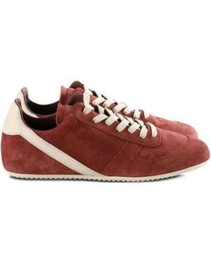 Rick Owens Suede Low-Top Sneakers - Red