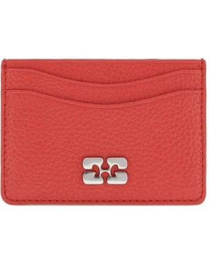 Ganni Bou Grained Card Holder - Red