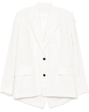 Pushbutton Squared-Back Single-Breasted Blazer - White