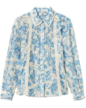 Twinset Floral-Pattern Laced Shirt - Blue
