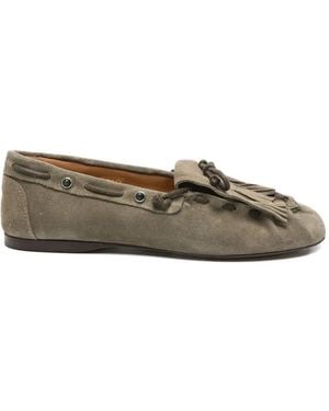POSA Fringe-Detail Suede Loafers - Gray