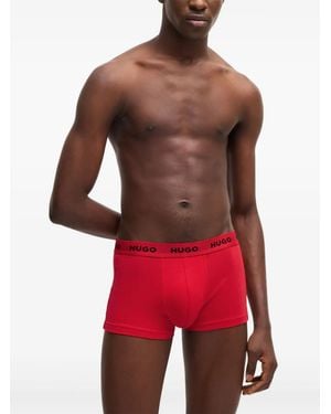 HUGO Logo-Waistband Briefs (Pack Of Three) - Red